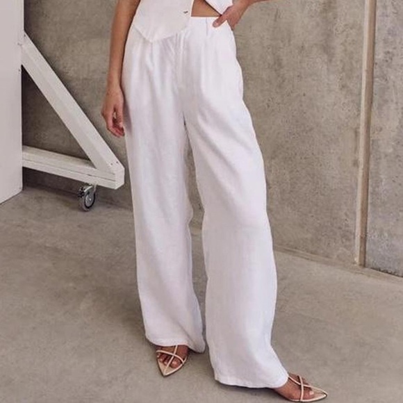 DISSH Pants - DISSH White linen Norah pants US 0 / AUS 6